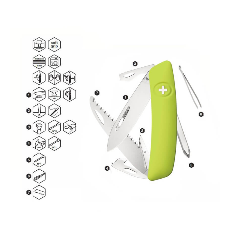 Coltello multiuso Swiza D06 Moss a 12 funzioni KNI.0060.1080