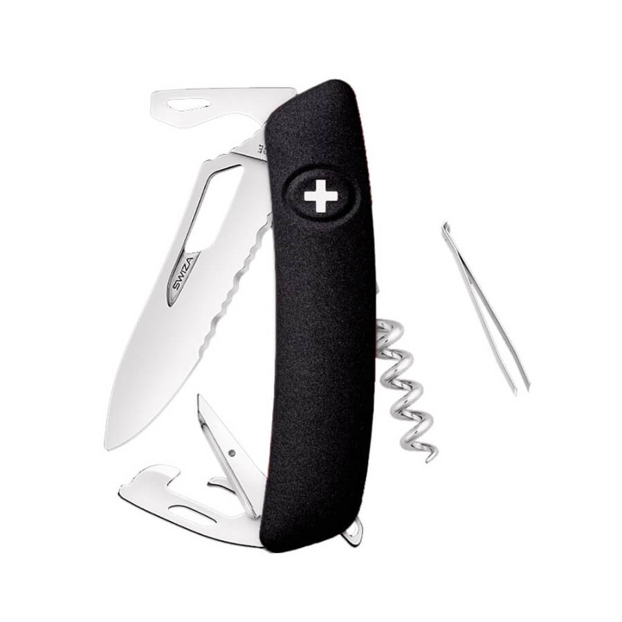 Swiza Mehrzweckmesser mit 11 Funktionen und gezahnter Klinge SH03...