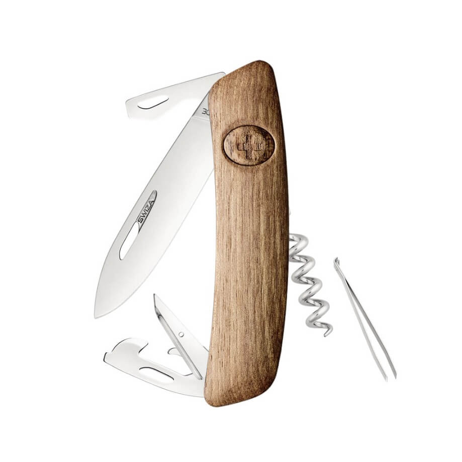 Swiza D03 Mehrzweck-Taschenmesser mit Griff aus Walnussholz