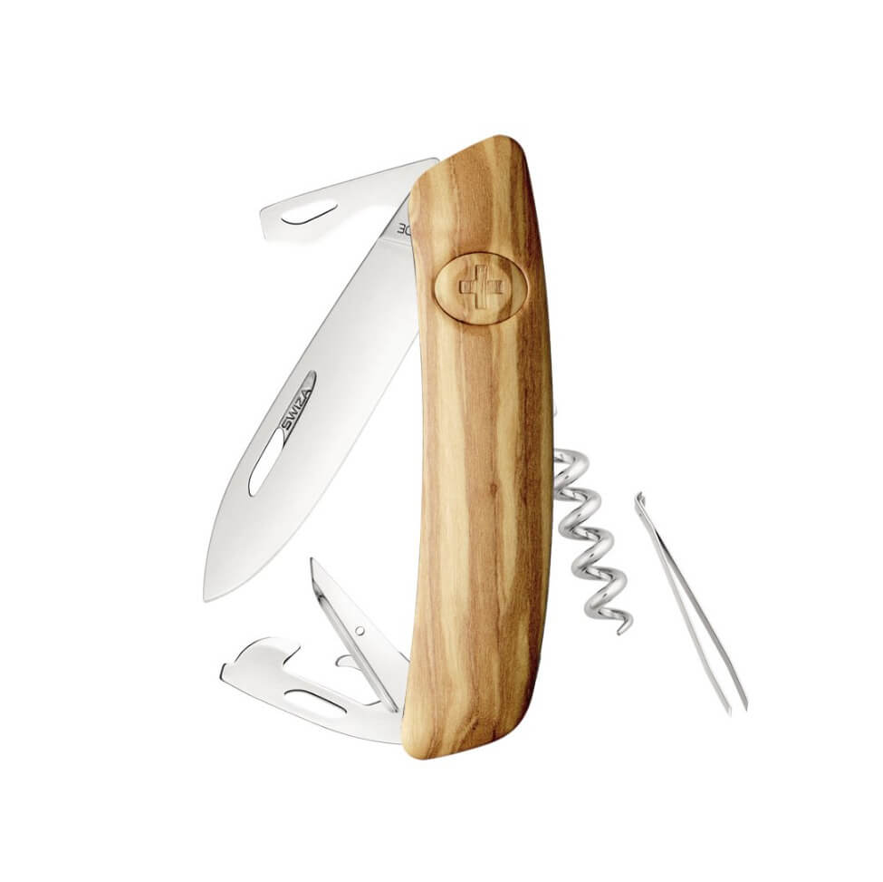 Swiza D03 Mehrzweckmesser mit Olivenholzgriff