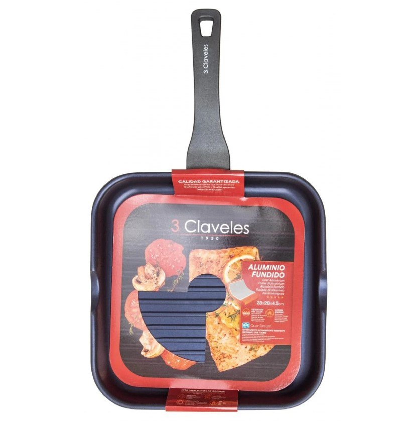 Sartén grill 28x28 cm 3 Claveles modelo Dark