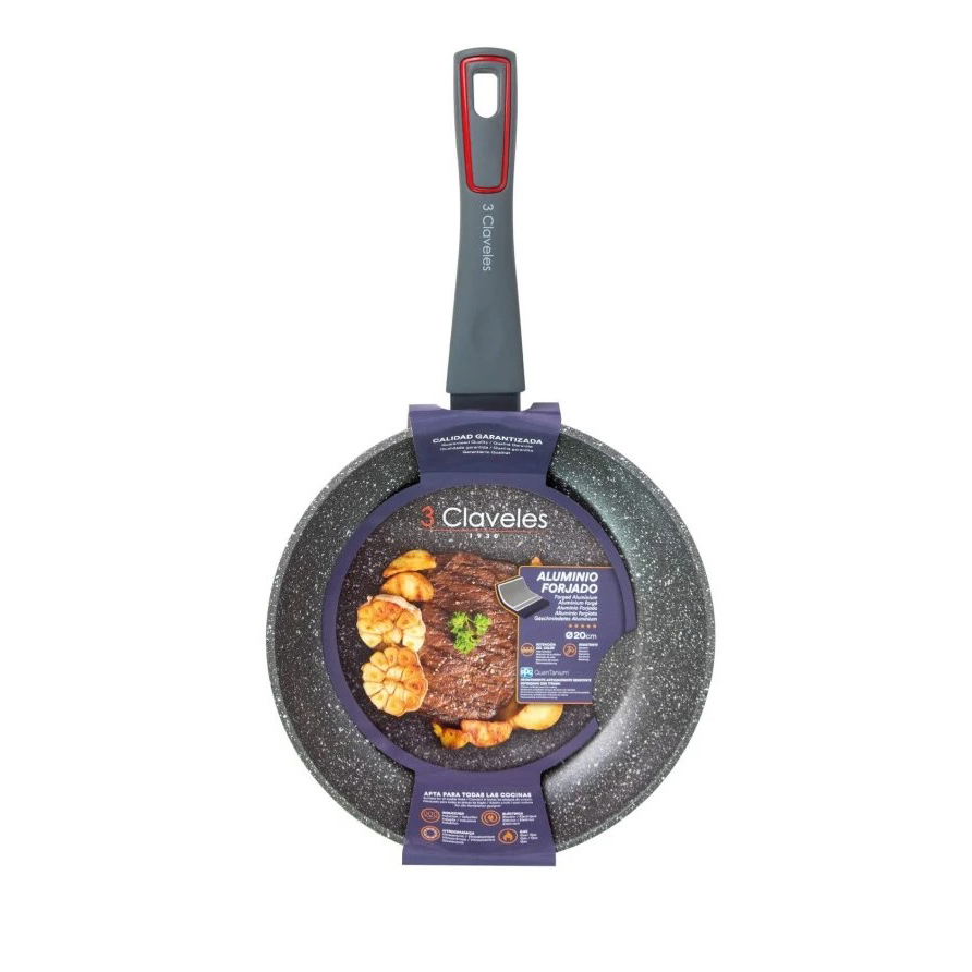 Poêle Antiadhésive Grey QuanTanium 3 Claveles 20 cm