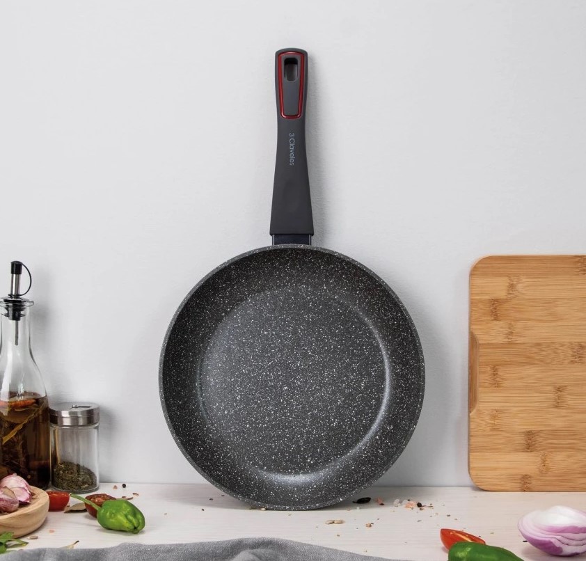 Poêle à Frire Antiadhésive Grey QuanTanium 3 Claveles 24 cm