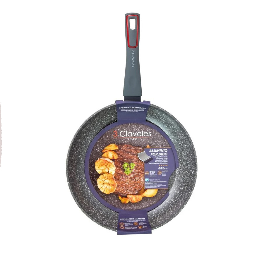 Poêle Antiadhésive Grey QuanTanium 3 Claveles 28 cm
