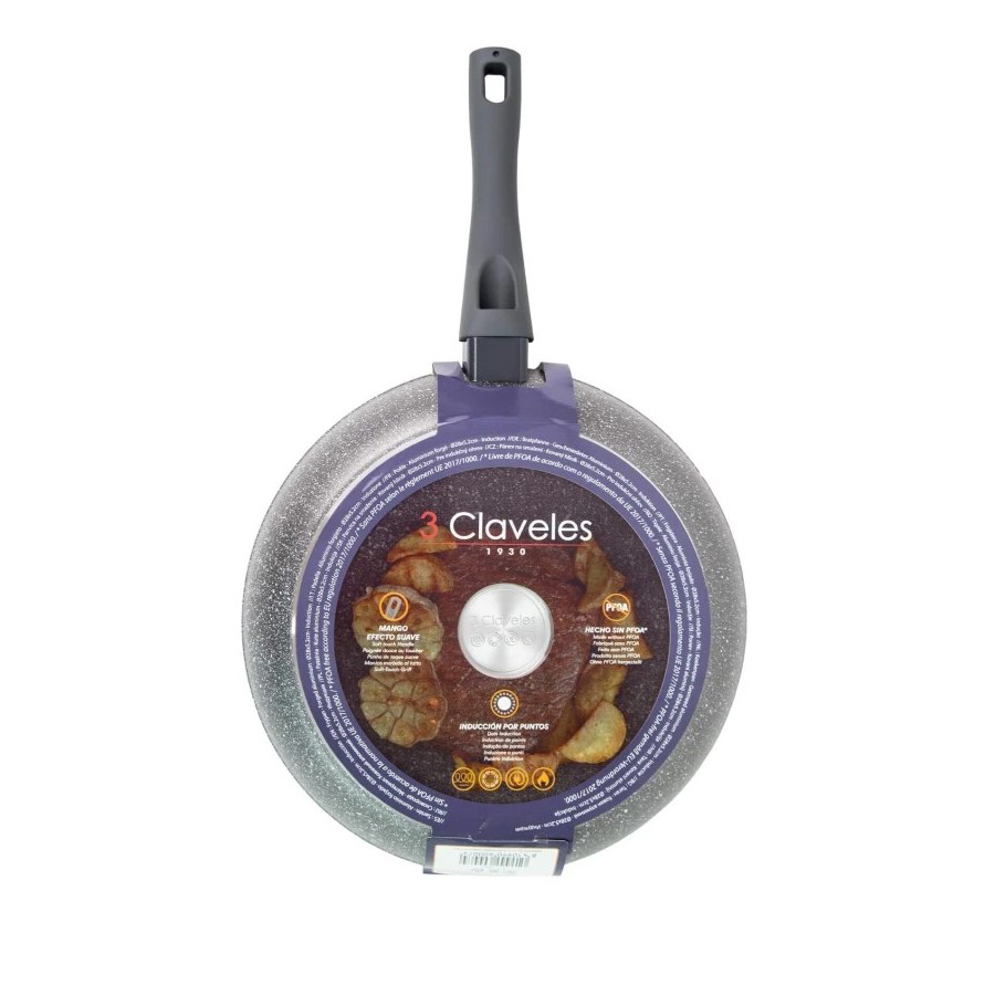 Poêle Antiadhésive Grey QuanTanium 3 Claveles 28 cm