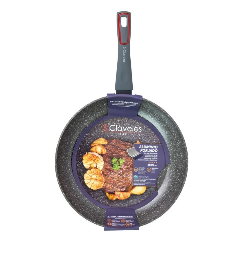 Poêle Antiadhésive Grey QuanTanium 3 Claveles 30 cm