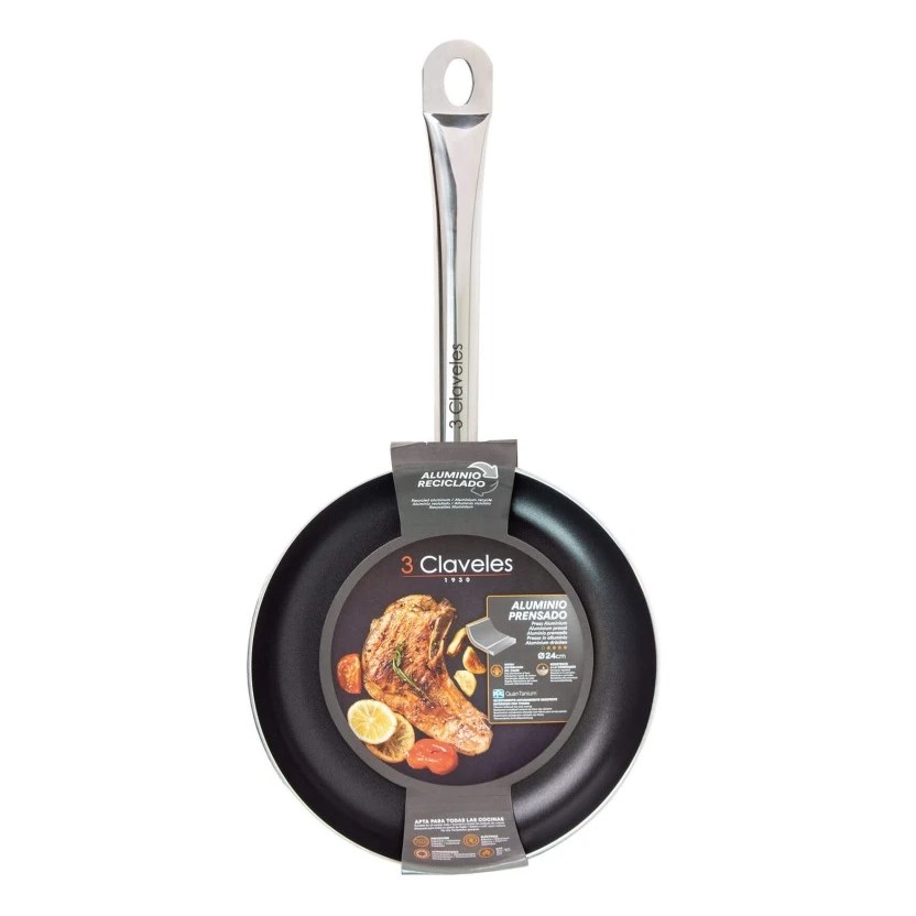 Poêle à Frire Antiadhésive Spéciale Rouge QuanTanium 3 Claveles 24 cm