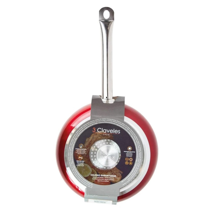 Poêle à Frire Antiadhésive Spéciale Rouge QuanTanium 3 Claveles 24 cm