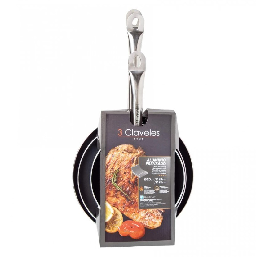 Lot de 3 poêles Rouge Spécial 3 Claveles 20 - 24 - 28 cm