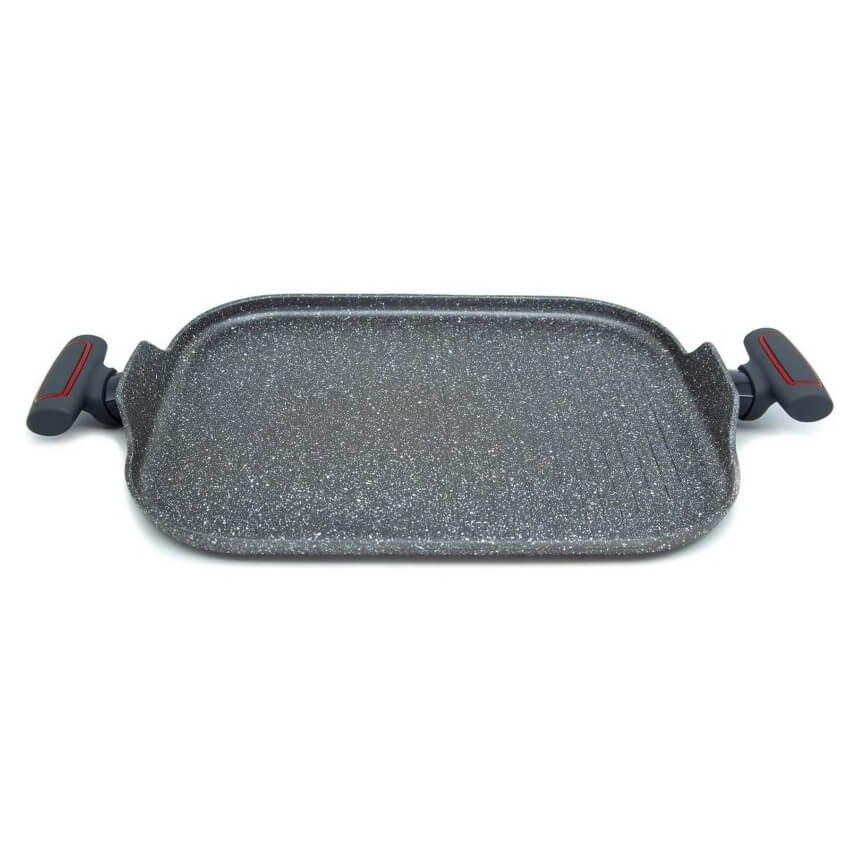 Grill Antiadherente 35,5x28,3x1,3 cm 3 Claveles Grey con asas de ...