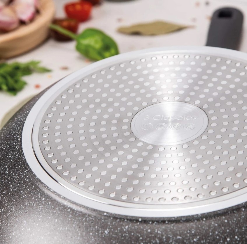 Wok antiadhésif 28 cm 3 Claveles Grey avec poignée soft touch