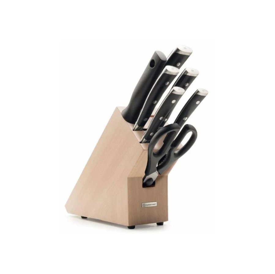 Bloc de cuisine 7 pièces en bois naturel Wusthof Classic Ikon