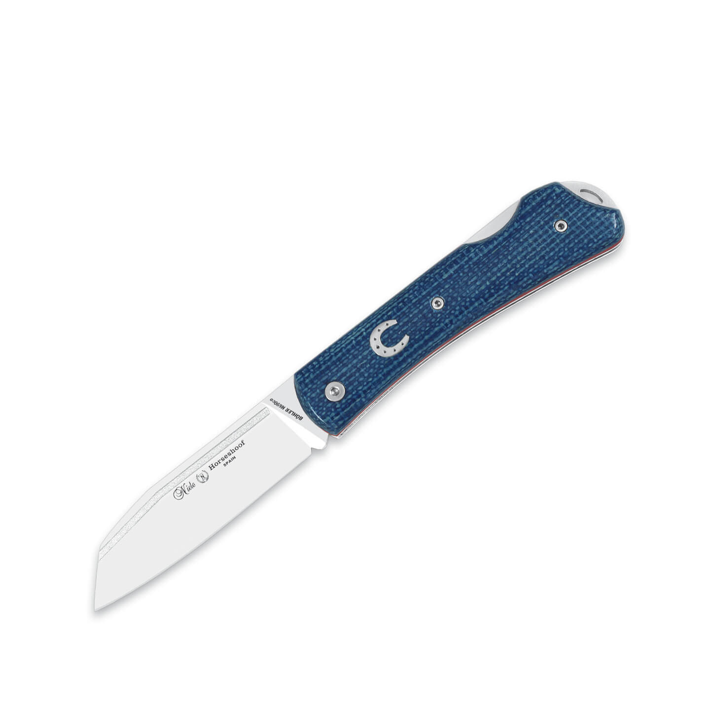 Nieto Horseshoof Taschenmesser mit blauem Jute-Micarta-Griff und ...