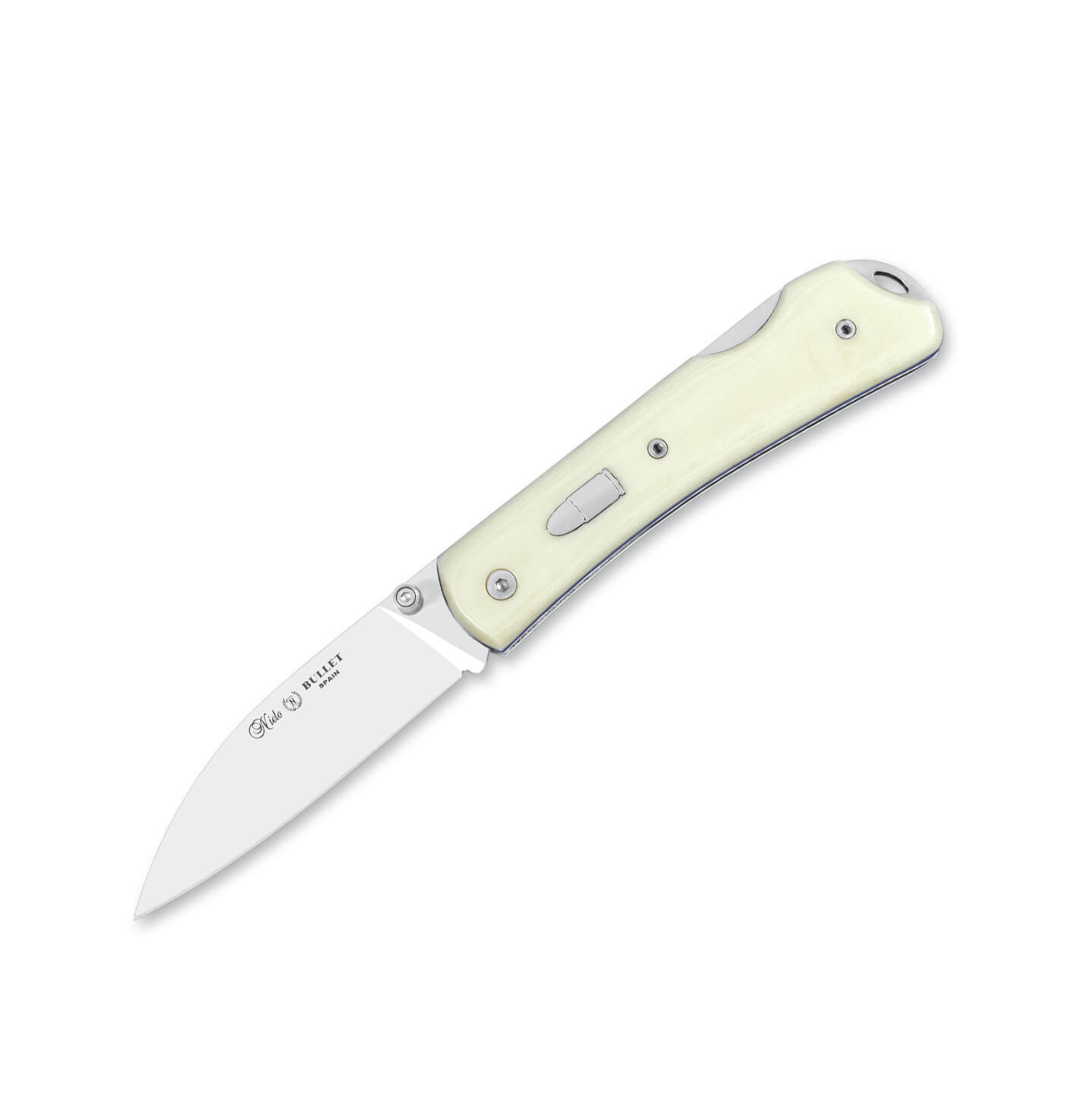 Couteau de poche Nieto Bullet avec manche en micarta blanc et lam...
