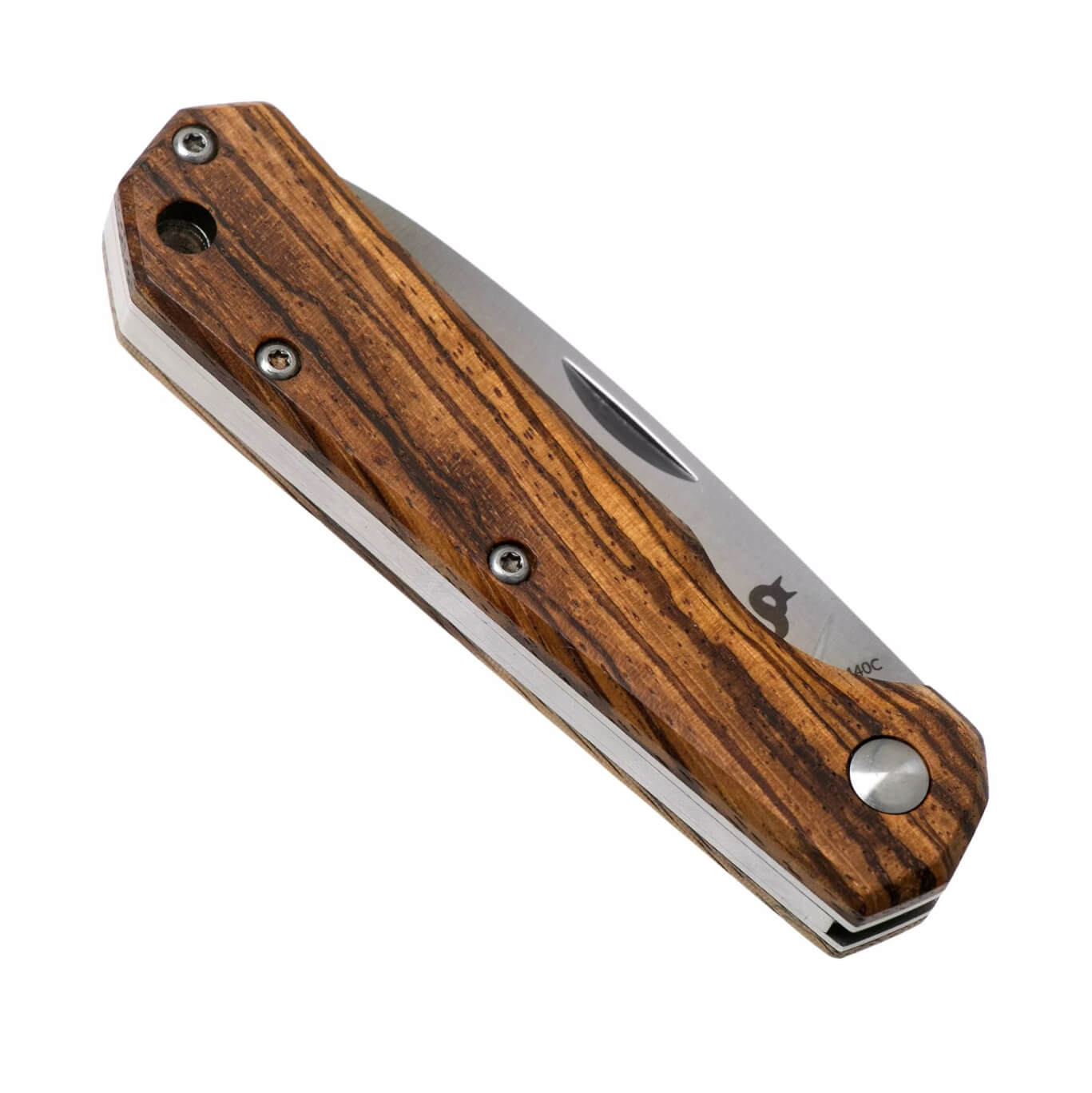 Canivete Black Fox Ciol BF-748ZW EDC com cabo de zebrawood