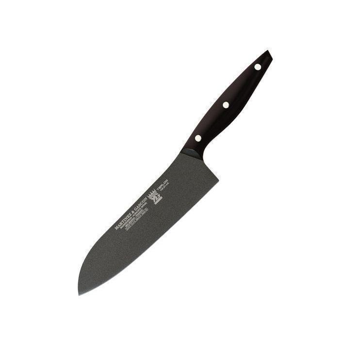 Santokumesser mit 20 cm langer schwarzer Klinge und schwarzem Pol...