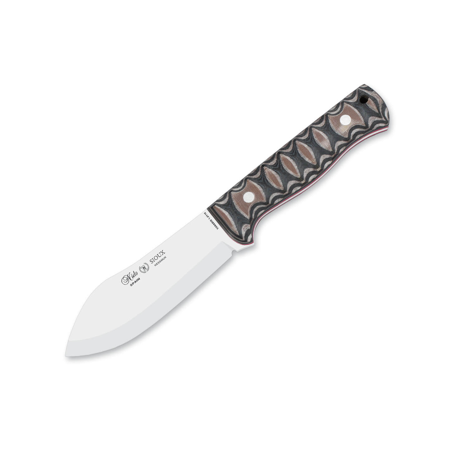 Nieto Sioux Nessmuk taktisches Messer mit braunem Katex-Griff und...