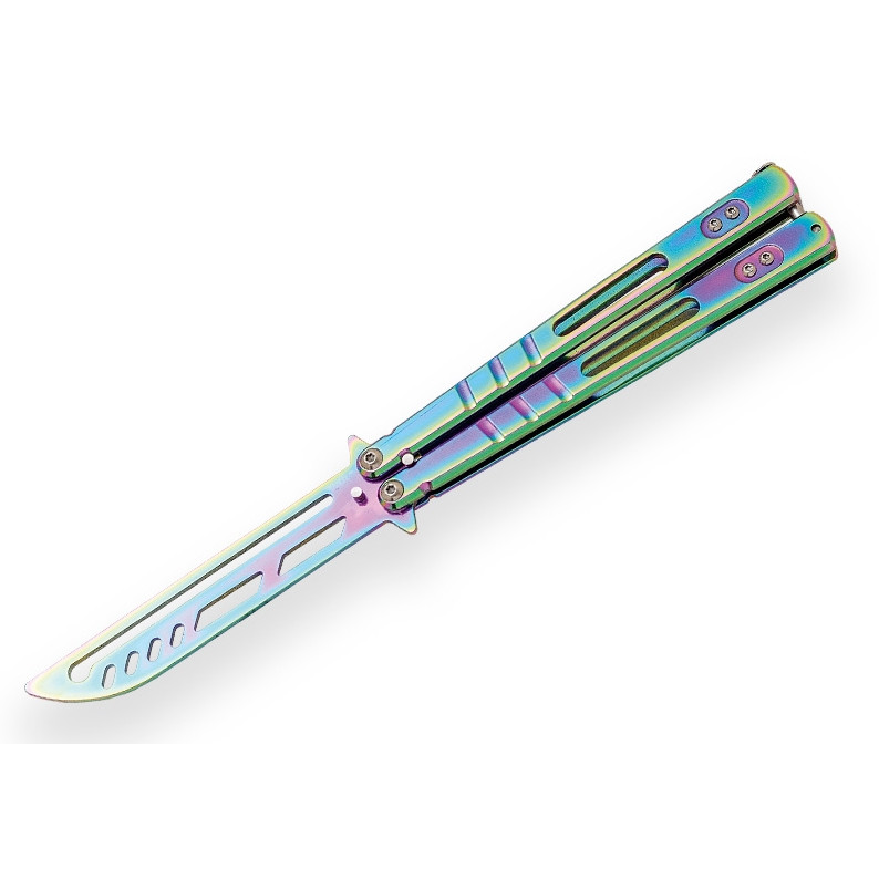 Rainbow Butterfly Messer mit 10 cm Trainingsklinge der Marke JKR.