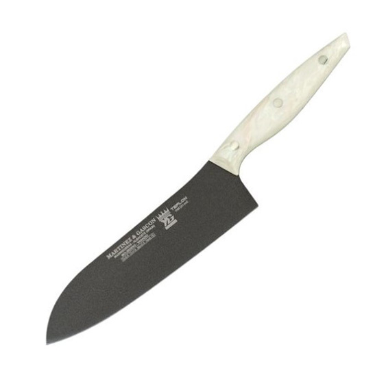 Santokumesser mit 20 cm langer teflonbeschichteter Klinge und wei...