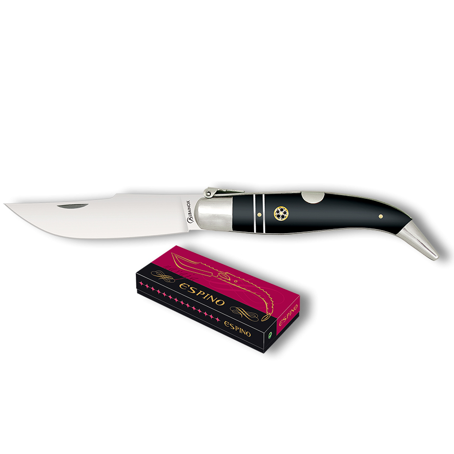 Klassisches Taschenmesser Nr. 1 mit 9,5 cm langer Klinge aus Kohlenstoffstahl und verziertem schwarzem Holzgriff