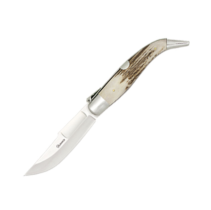 Klassisches Taschenmesser mit Hirschgeweihgriff und 8,2 cm Klinge