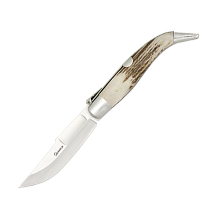 Klassisches Taschenmesser mit Hirschgeweihgriff und 9,5 cm Klinge