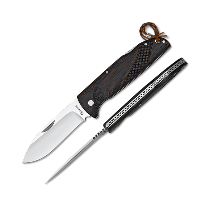 Canivete com cabo em madeira de wengué e lâmina de 9,5 cm