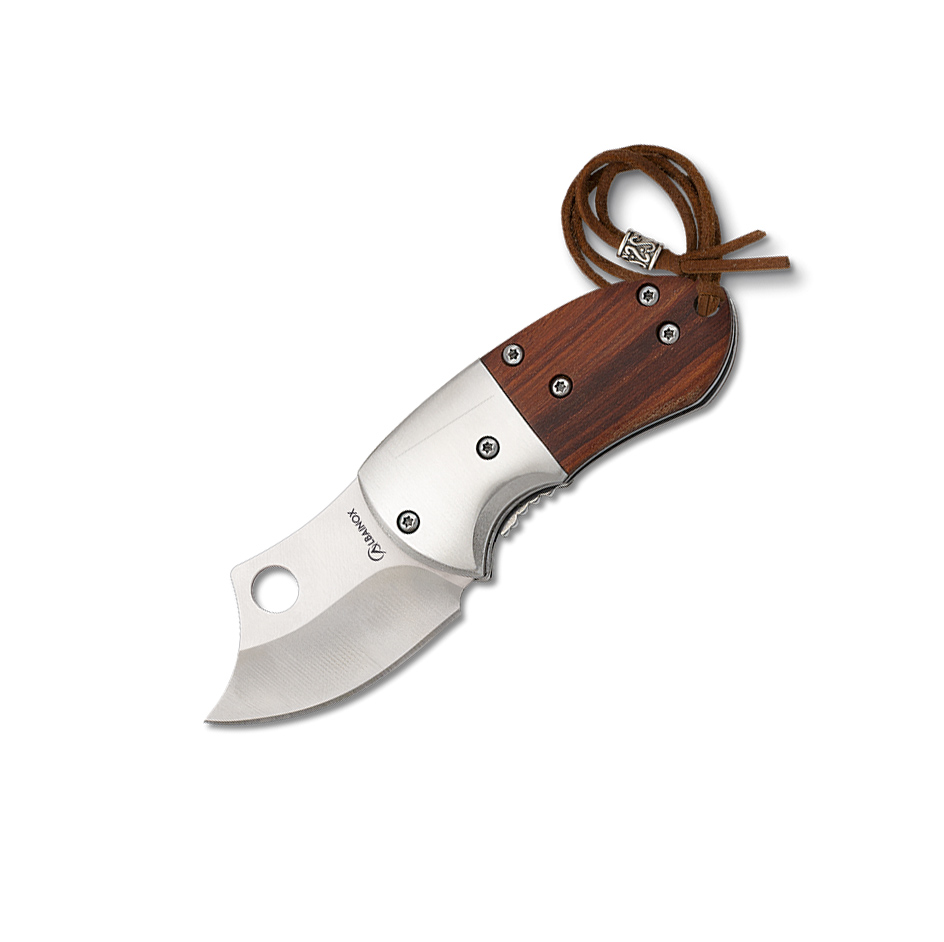Pocket knife with wooden handle and small 4.5 cm blade with liner...