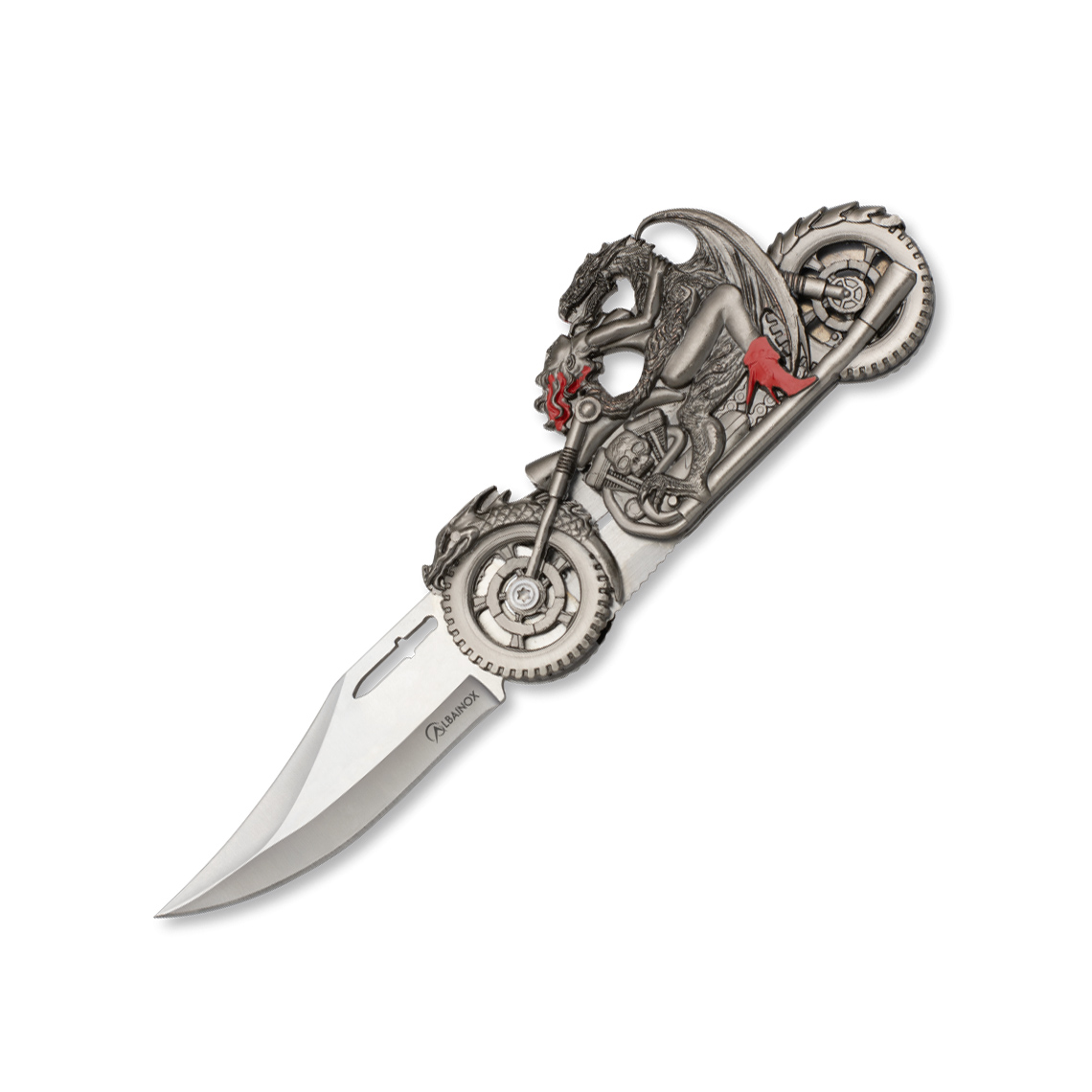 Taschenmesser mit Drachengriff aus Zamak und 8 cm Klinge