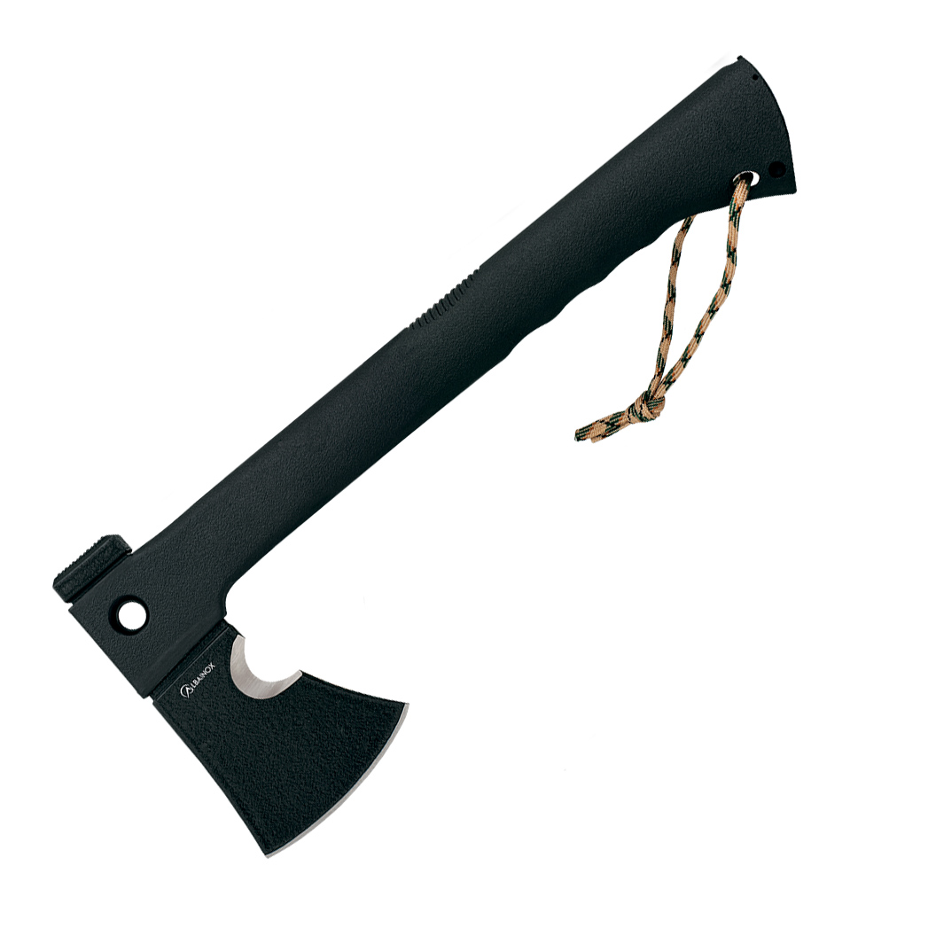 Hache tactique à lame noire avec écorcheur et scie