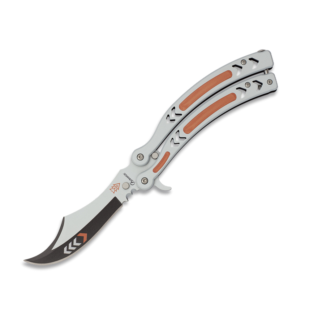 Navaja mariposa de acero con hoja curva de 10 cm