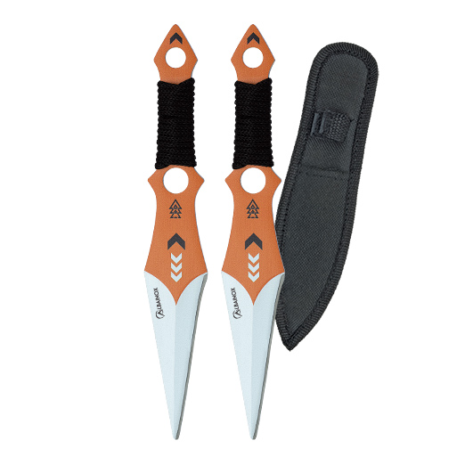 Conjunto de 2 facas de arremesso de 16,5 cm com cabo de corda e fio único