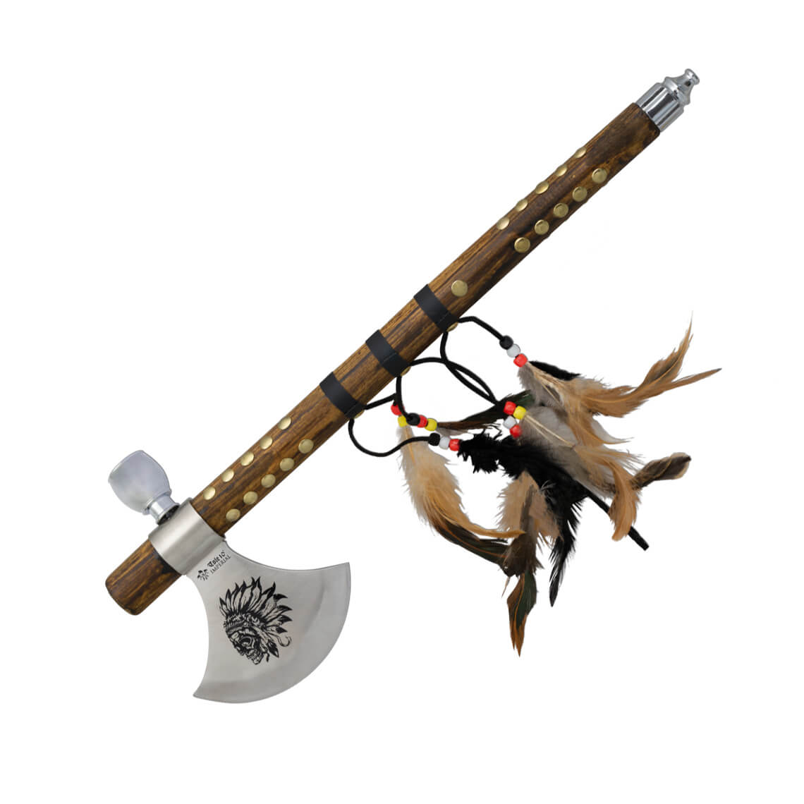 Hacha india con mango de madera y una longitud total de 47.5 cm