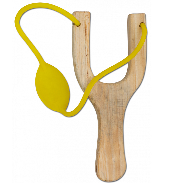 Holzschleuder mit gelbem Gummi