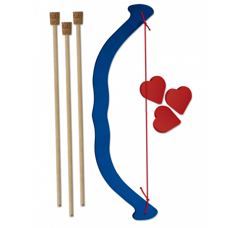 Arc en bois laqué bleu avec flèches en bois