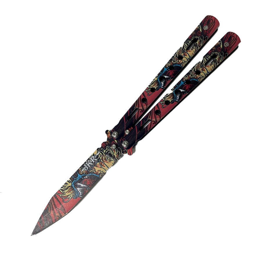 JKR fan knife with dragon pattern