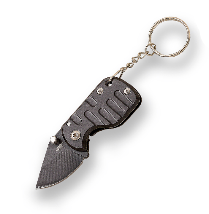 JKR Schlüsselanhänger Taschenmesser mit schwarzem Aluminiumgriff