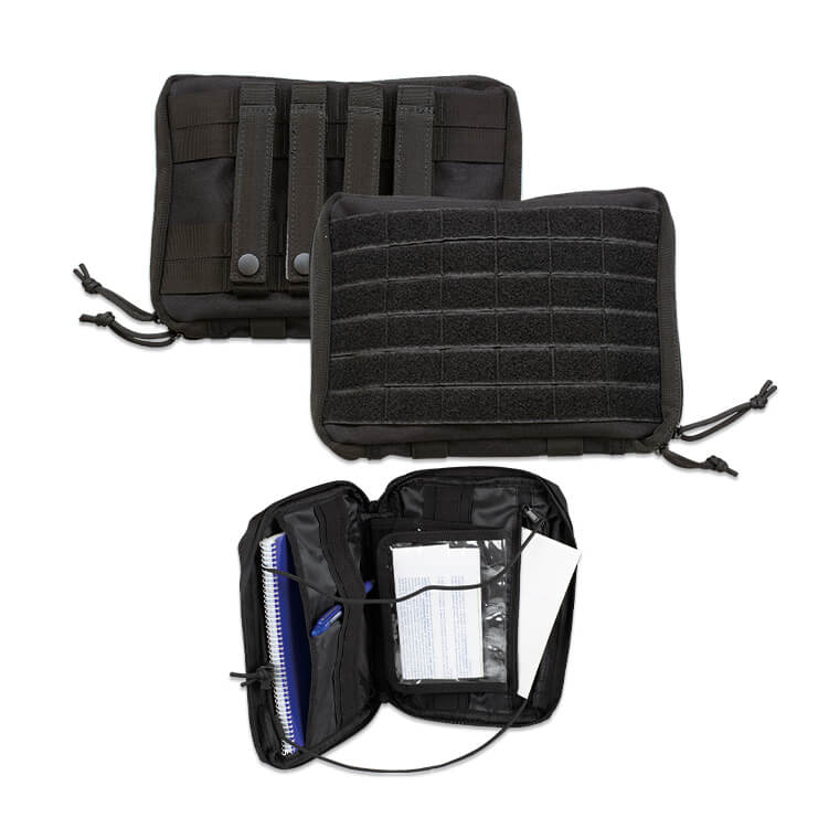 Schwarze Zubehörtasche mit Multi-Pocket-Molle-System 18x24x4 cm