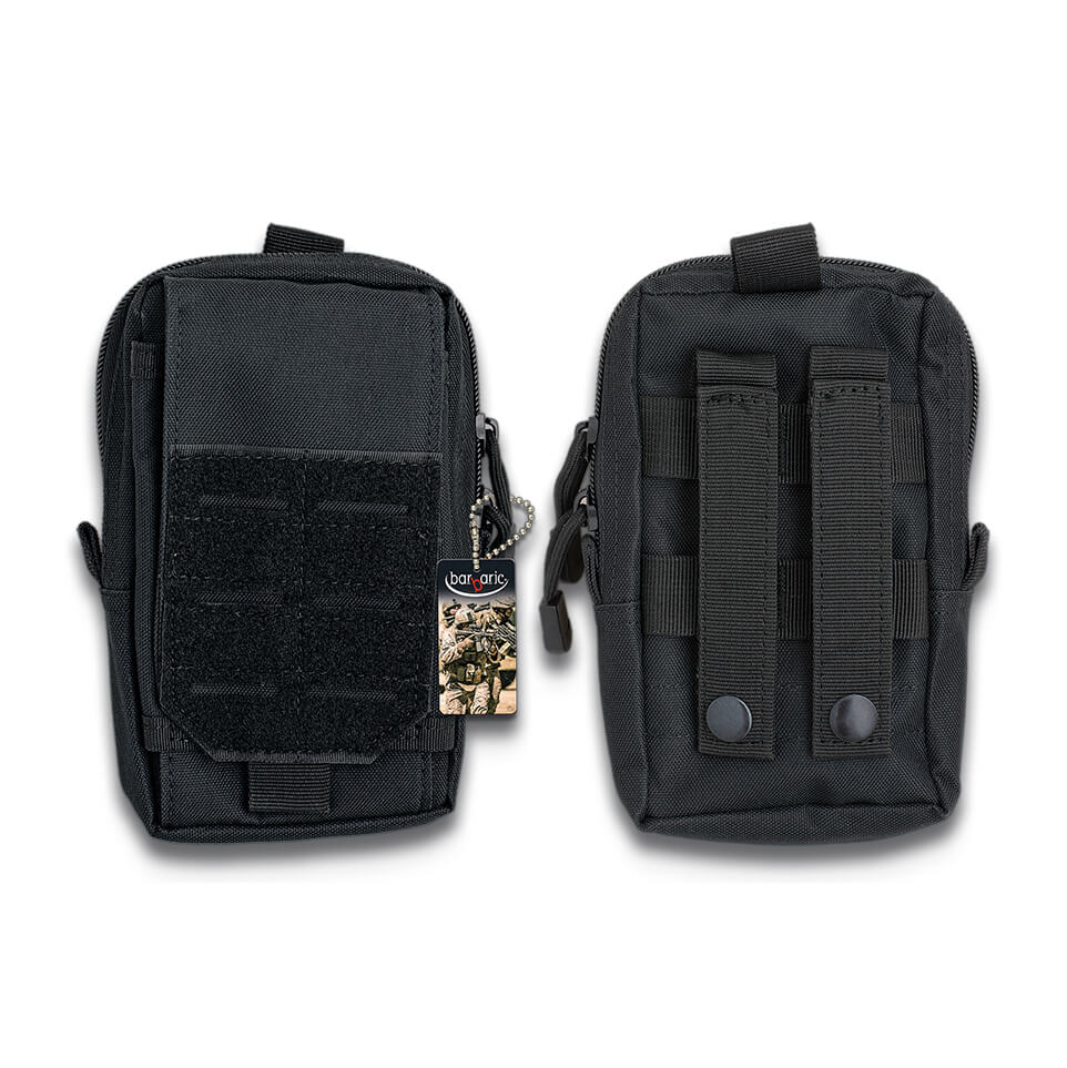 Schwarze Zubehörtasche mit Molle-System und Multi-Pocket-Klettver...