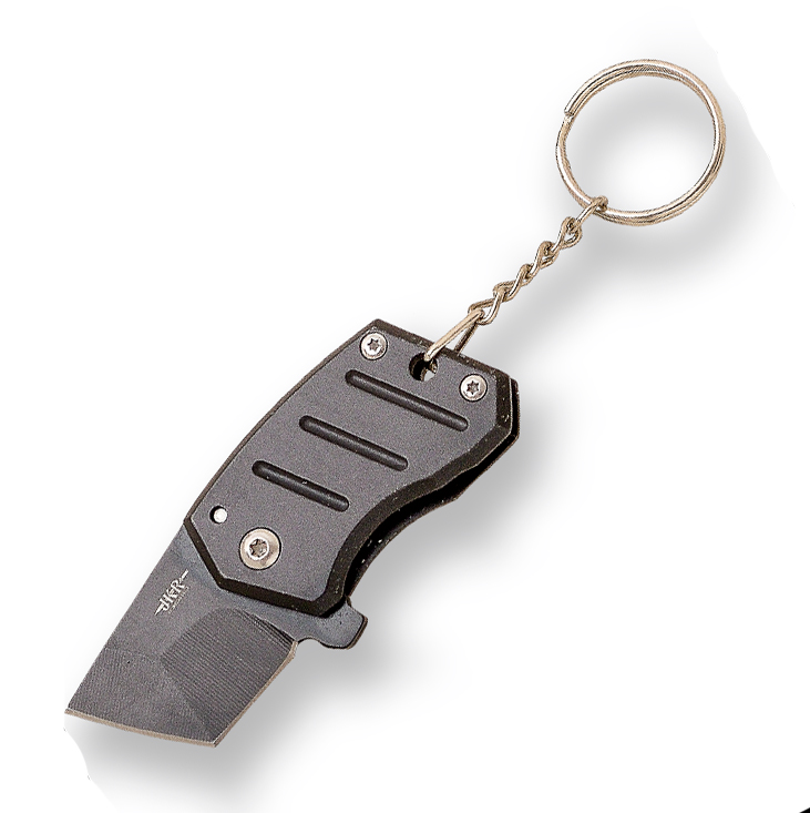 JKR Schlüsselanhänger-Messer mit schwarzem Aluminiumgriff und 3 c...