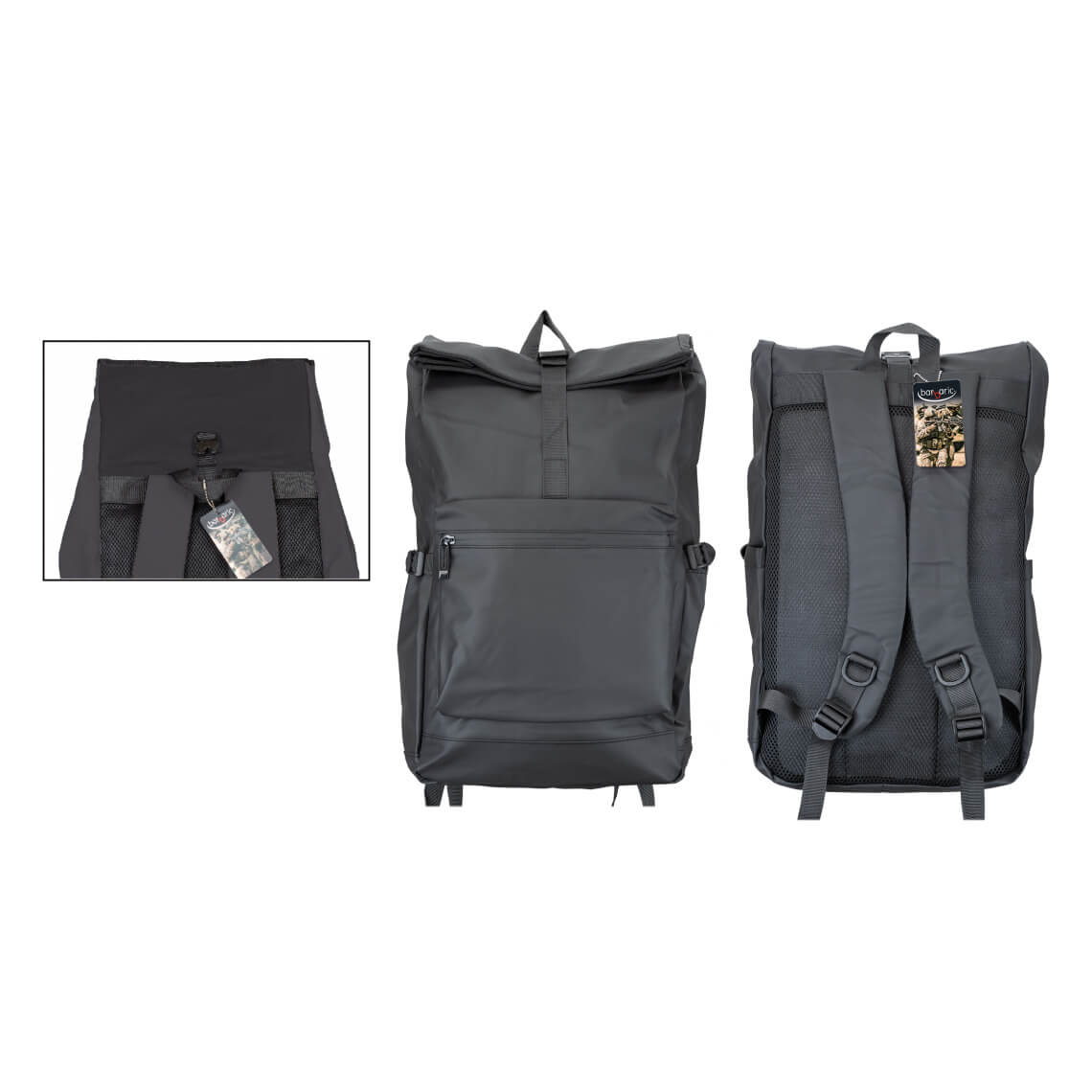 Mochila plegable negra con capacidad para 25 litros