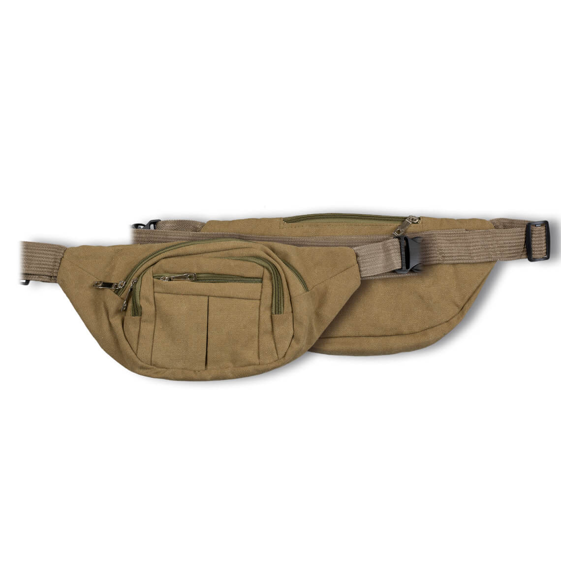 Riñonera color coyote con varios bolsillos