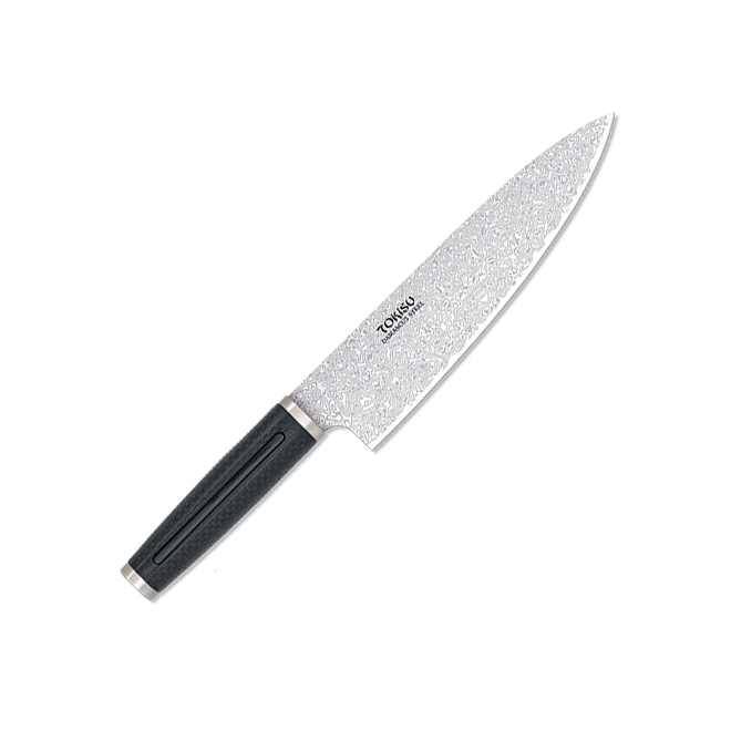 Gyuto-Küchenmesser mit 21,5 cm langer Damaststahlklinge und schwa...