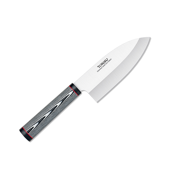 Deba Küchenmesser mit 16 cm Klinge und G10-Griff mit Damastmuster