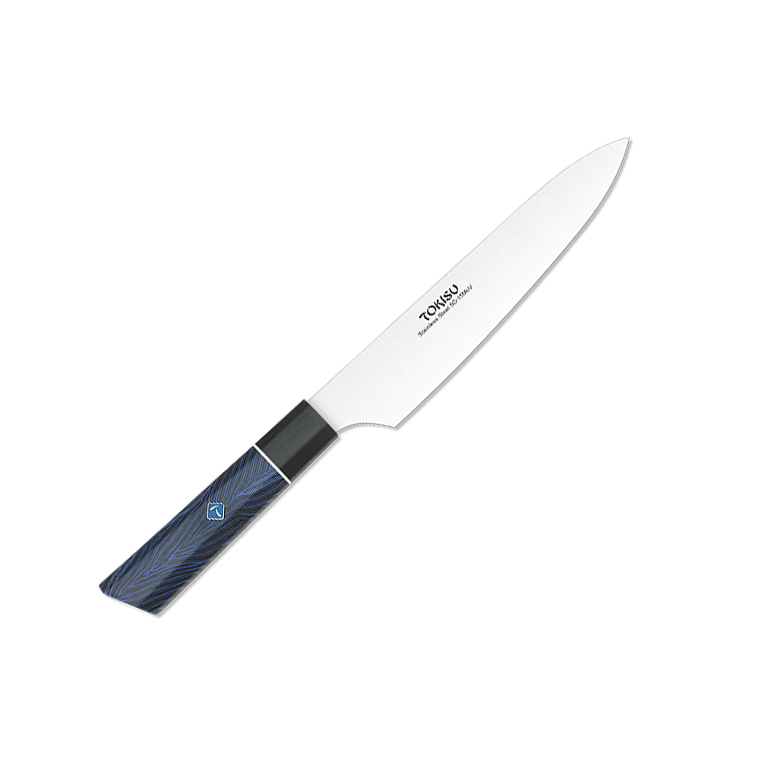 Kleines Gyuto-Küchenmesser mit 19,5 cm Klinge und blauem und schw...