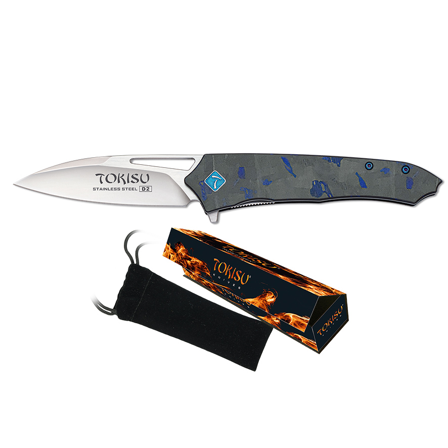 Taktisches Tokisu-Messer mit G10- und Kohlefasergriff und 8 cm Klinge