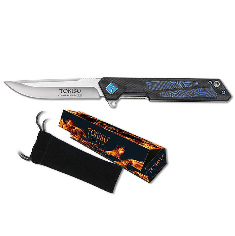 Taktisches Tokisu-Messer mit 8,1 cm langer D2-Klinge und G10-Damastgriff