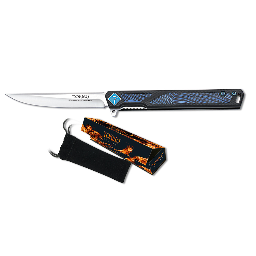 Couteau tactique Tokisu avec lame de 9 cm et manche damas G10