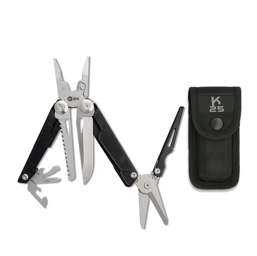 Alicate multiusos K25 com 7 utilizações e cabo em alumínio preto