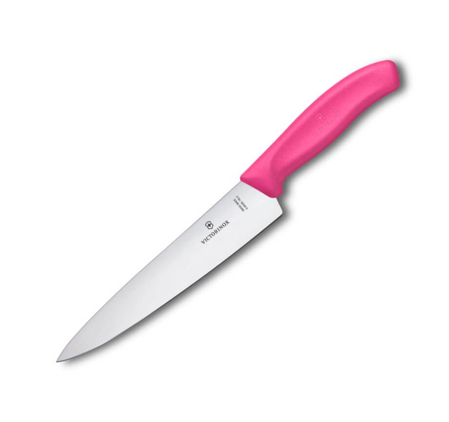 Victorinox Kochmesser mit rosa Griff, 19 cm Klinge und glatter Sc...